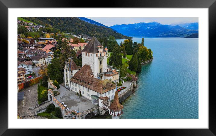 Famous Castle Oberhofen at Lake Thun in Switzerland Framed Mounted Print by Erik Lattwein