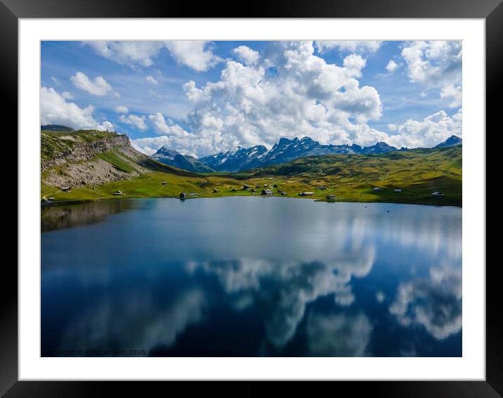 Beautiful Melchsee mountain lake in the Swiss Alps Framed Mounted Print by Erik Lattwein