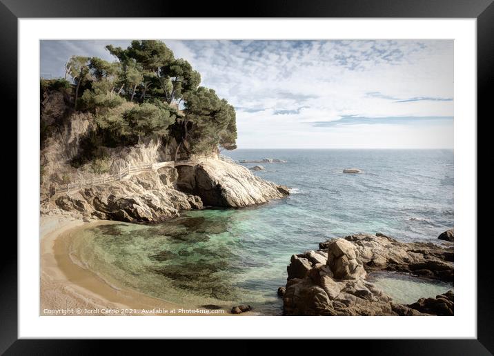 Cove of Roca del Paller - Des-saturated Edition Framed Mounted Print by Jordi Carrio