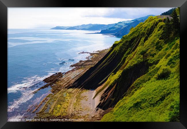 View of the coast of Deva,  Eskadi CR2106-5613-PIN Framed Print by Jordi Carrio