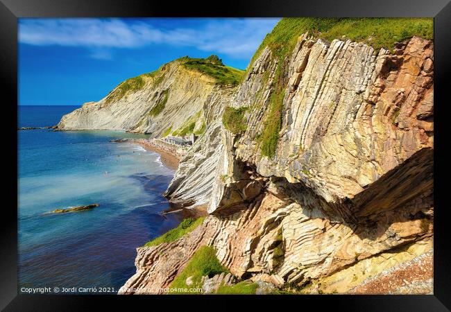 Zumaya Flysch Cliffs, Gipuzkoa - CR2106-5674-GLA Framed Print by Jordi Carrio