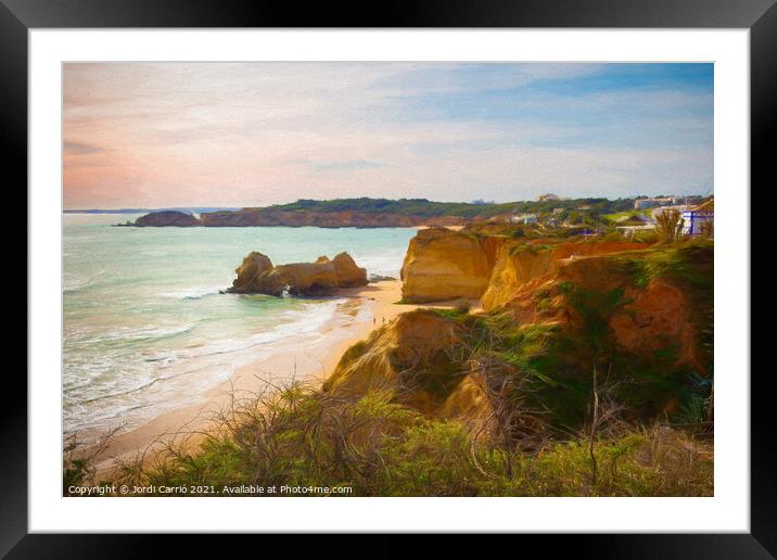 Beaches and cliffs of Praia Rocha, Algarve - 1 - Picturesque Edi Framed Mounted Print by Jordi Carrio