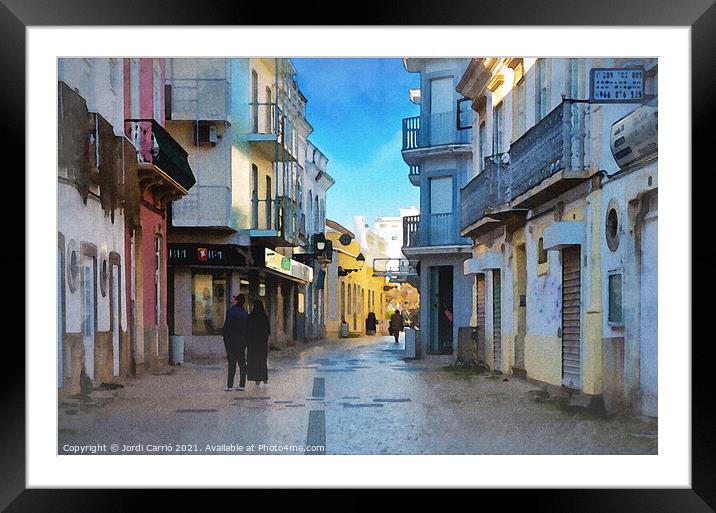 Visit to the city of Olhao, Algarve - 4 - Watercolor Edition Framed Mounted Print by Jordi Carrio
