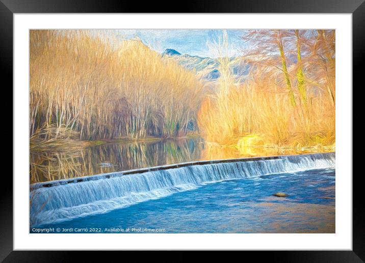 Small waterfall of the river Ter Picturesque Edition Framed Mounted Print by Jordi Carrio