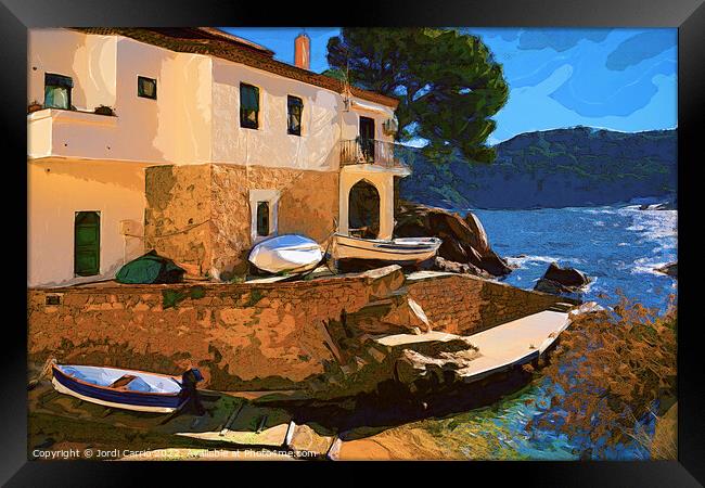 Serene Fishing Pier in Costa Brava - CR2201 6775 W Framed Print by Jordi Carrio