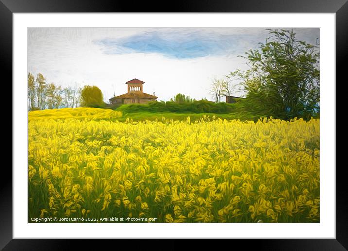 Golden Fields of Catalonia - CR2105-5263-PIN-R Framed Mounted Print by Jordi Carrio