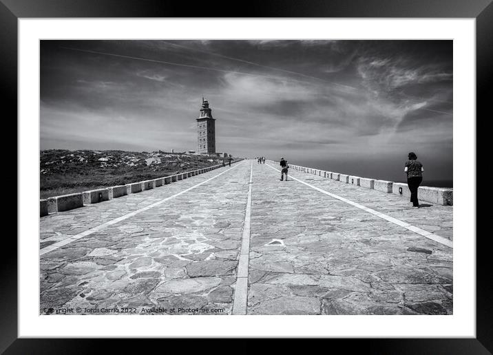 Access road to the Hercules Tower, Galicia - B&W Framed Mounted Print by Jordi Carrio