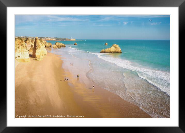 Beaches and cliffs of Praia Rocha, Algarve - 2 - Picturesque Edi Framed Mounted Print by Jordi Carrio