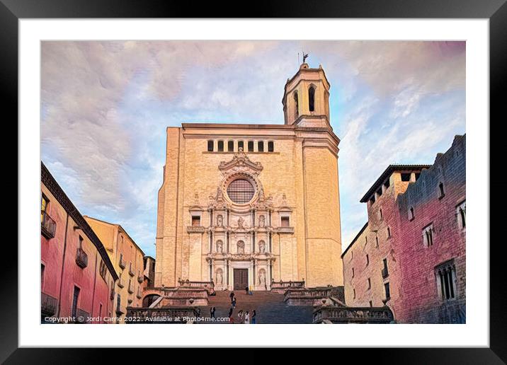 Majestic Girona Cathedral - CR2111-6225-ABS Framed Mounted Print by Jordi Carrio