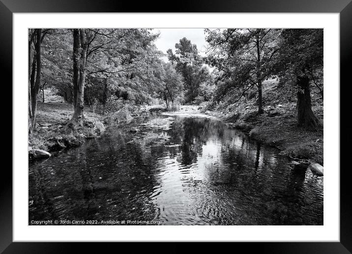 Panoramic view of the Llémena River - Black and White Edition Framed Mounted Print by Jordi Carrio