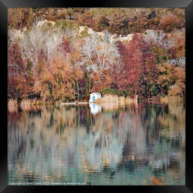 Reflective autumn in Banyoles - CR2301-8531-ABS Framed Print by Jordi Carrio