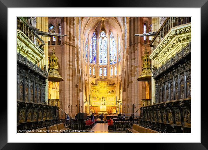 Panoramic interior of the cathedral of León Framed Mounted Print by Jordi Carrio