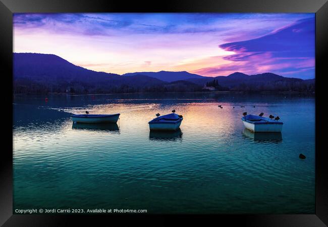 Boats anchored in the Sunset - CR2301-8543-GRACOL Framed Print by Jordi Carrio