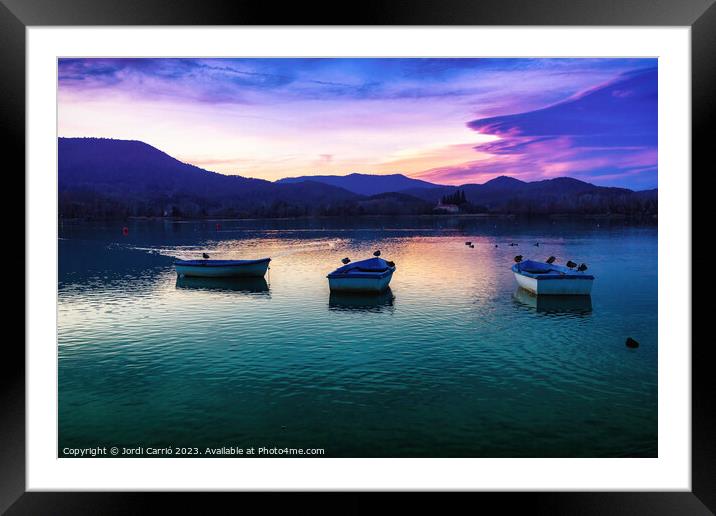 Boats anchored in the Sunset - CR2301-8543-GRACOL Framed Mounted Print by Jordi Carrio