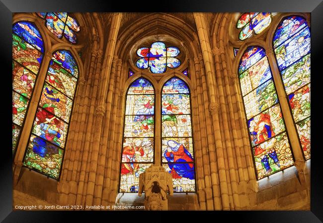 Stained glass windows of the cathedral of León Framed Print by Jordi Carrio