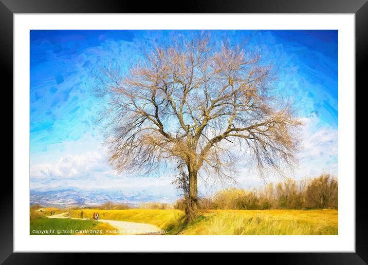 A tree on the road - CR2103-4772-OIL Framed Mounted Print by Jordi Carrio