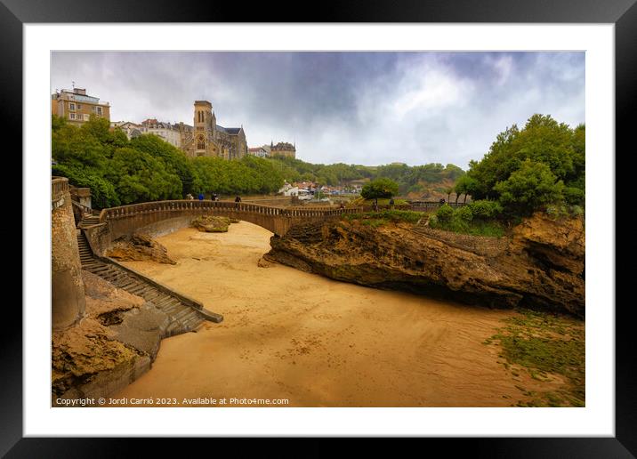 Low tide and rainy day in Biarritz, France - 3 - Color gradient  Framed Mounted Print by Jordi Carrio