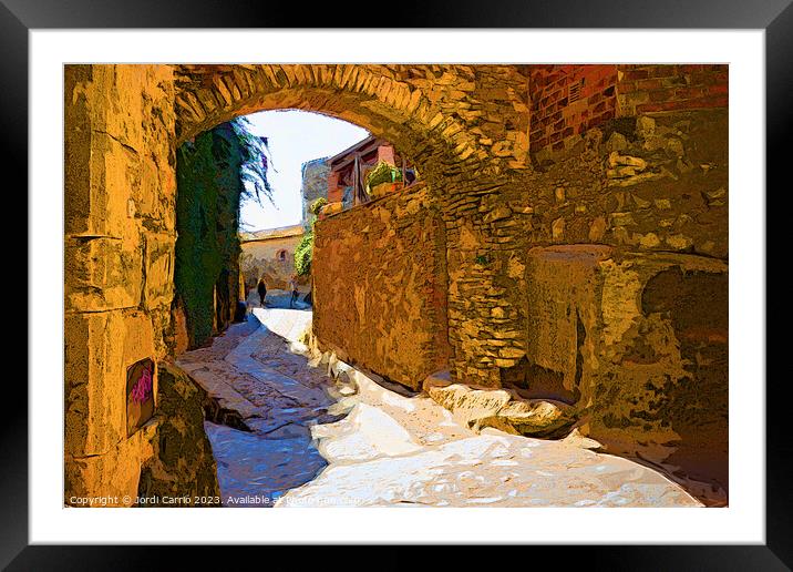Arch of the street, Peratallada - C1610-7676-WAT Framed Mounted Print by Jordi Carrio