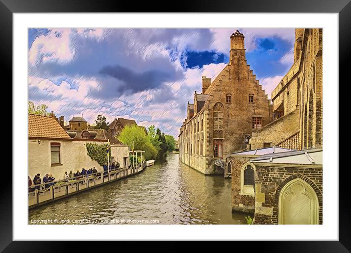 Bruges Canal in Spring - CR2304-8957-WAT Framed Mounted Print by Jordi Carrio