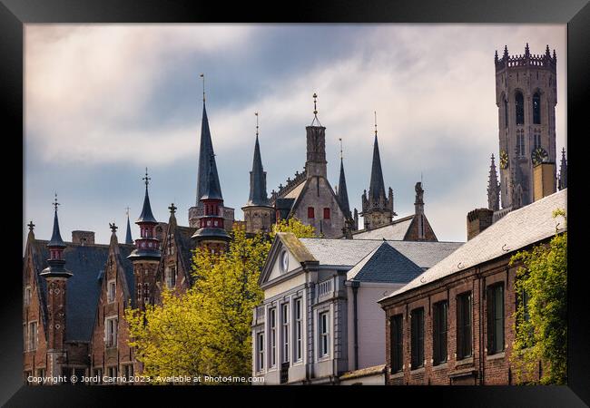 Pointed Towers in Bruges - CR2304-9011-GRACOL Framed Print by Jordi Carrio