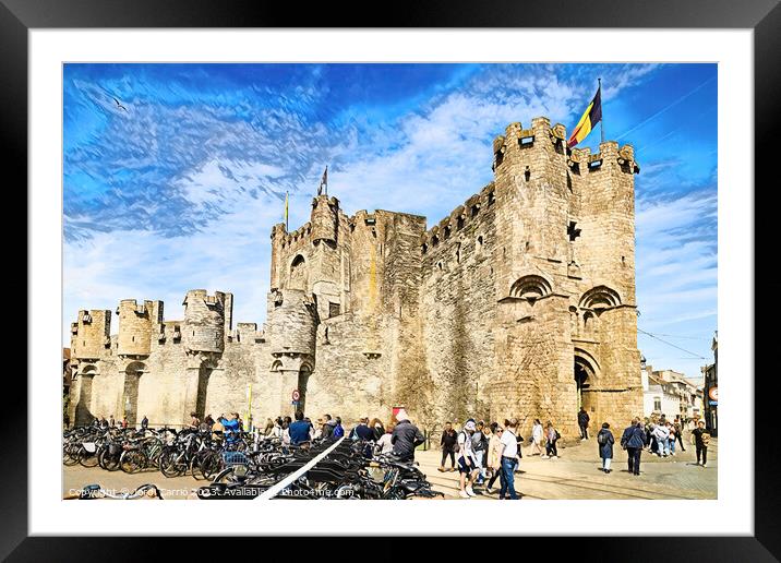 Gravensteen Castle, Ghent - CR2304-9069-WAT Framed Mounted Print by Jordi Carrio