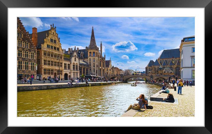 The Majestic Canal of Ghent - CR2304-9079-ORT Framed Mounted Print by Jordi Carrio