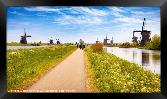 Windmills in Kinderdijk - CR2305-9273-ORT Framed Print by Jordi Carrio
