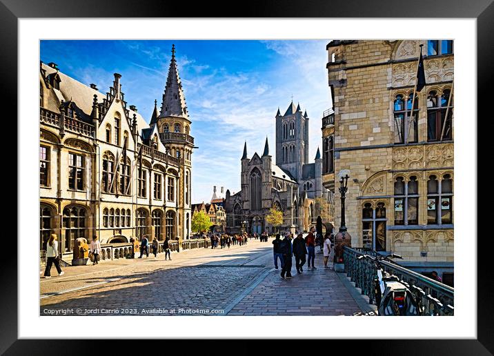 Historical monuments of Ghent - CR2304-9036-ABS Framed Mounted Print by Jordi Carrio