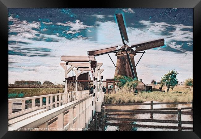 Wooden Bridge and Mill - CR2305-9281-REMIX Framed Print by Jordi Carrio