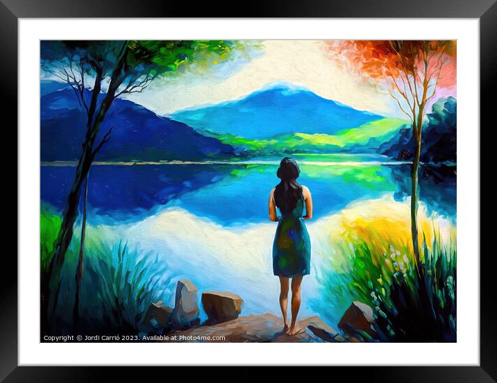 The harmony of the lake - GIA-2309-1047-OIL Framed Mounted Print by Jordi Carrio