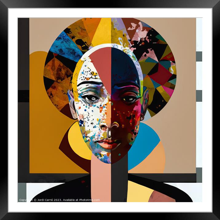 Beauty and mystery in cubism - GIA0923-1040-ILU Framed Mounted Print by Jordi Carrio