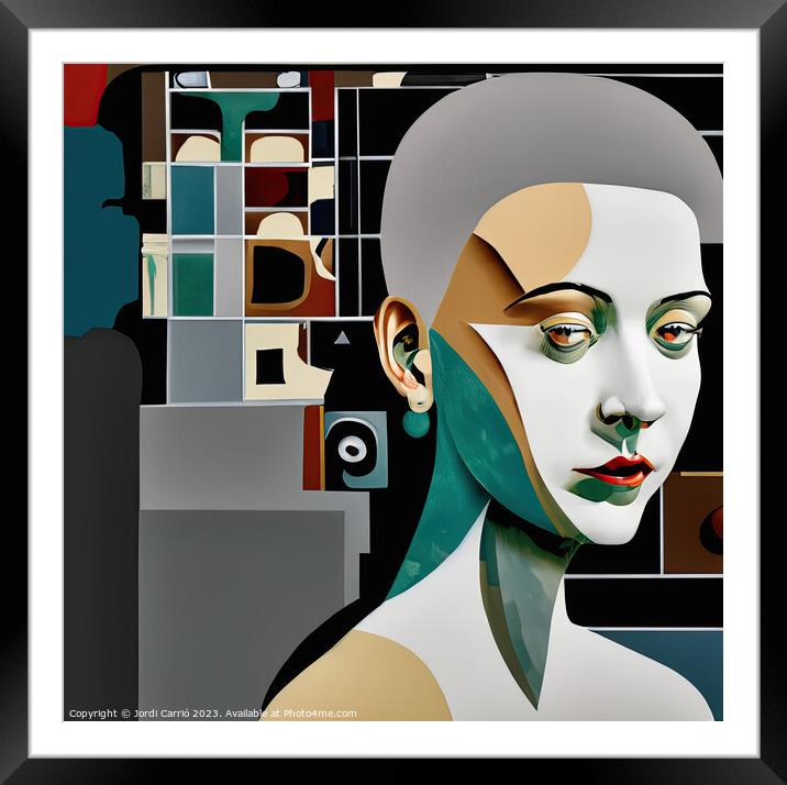 Beauty and mystery in cubism - GIA0923-1041-ILU Framed Mounted Print by Jordi Carrio