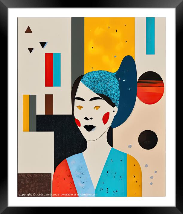 Beauty and mystery in cubism - GIA0923-1042-ILU Framed Mounted Print by Jordi Carrio