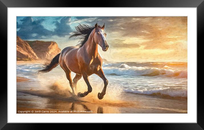 Sunset Race - GIA2401-0216-OIL Framed Mounted Print by Jordi Carrio