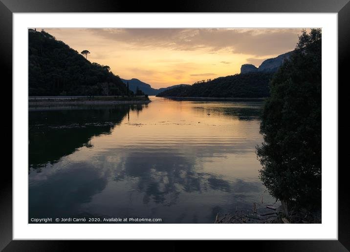 Sunset and blue hour in the Sau swamp Framed Mounted Print by Jordi Carrio