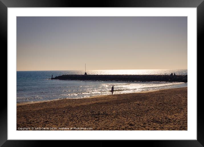 Against light of the beach of the Ribera de Sitges, Catalonia, S Framed Mounted Print by Jordi Carrio