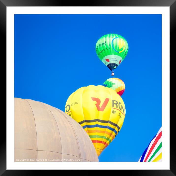 Composition with colored hot air balloons - 2 Framed Mounted Print by Jordi Carrio