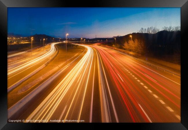 Composition of stelae on the highway Framed Print by Jordi Carrio