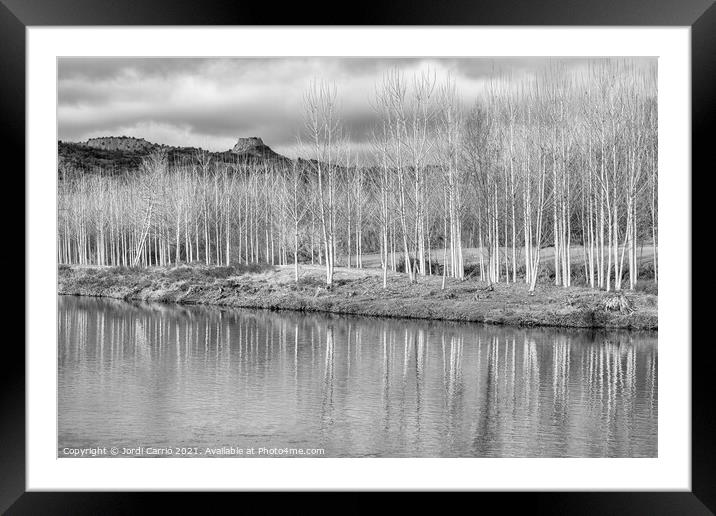 Reflections of the Ter in Torelló - CR2012-4189-BW Framed Mounted Print by Jordi Carrio