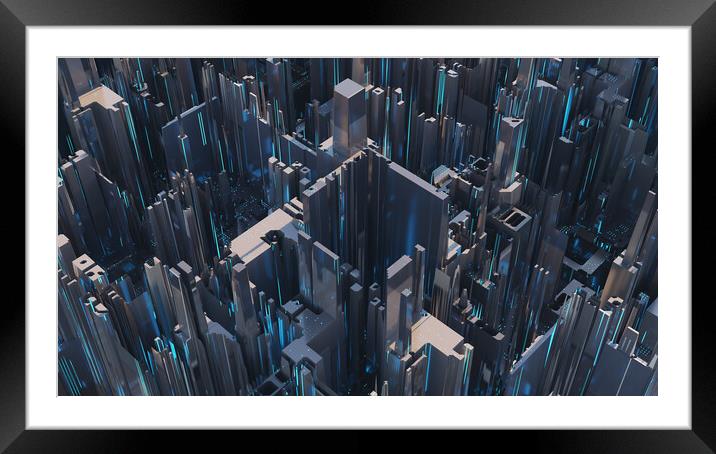 Abstract futuristic city concept Framed Mounted Print by Svetlana Radayeva