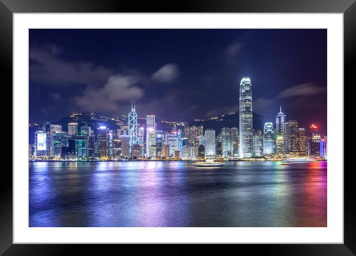 Hong Kong night cityscape. View from Victoria Harb Framed Mounted Print by Svetlana Radayeva