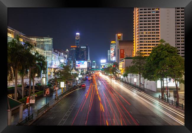    Ratchadamri Road at night. Bangkok, Thailand Framed Print by Svetlana Radayeva