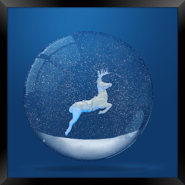 Deer inside of snowy snow globe Framed Print by Svetlana Radayeva