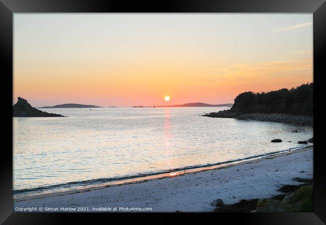 Sunset at St Marys, Isles of Scilly Framed Print by Simon Marlow