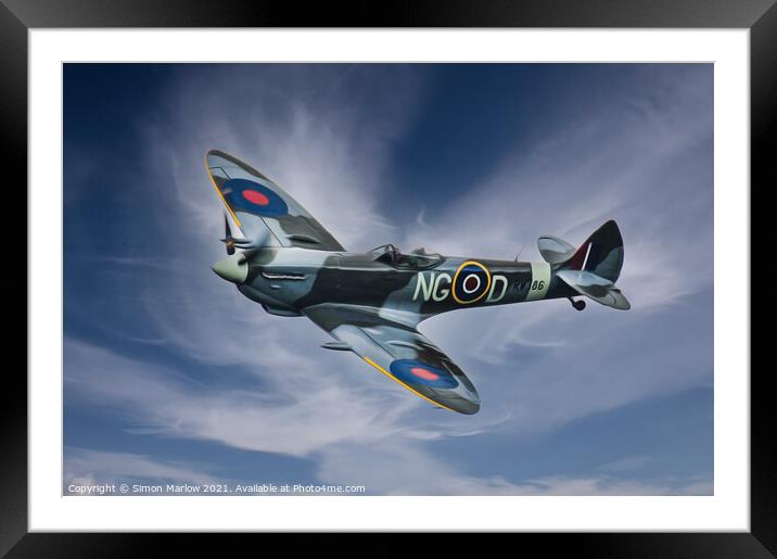Spitfire RW386 Framed Mounted Print by Simon Marlow
