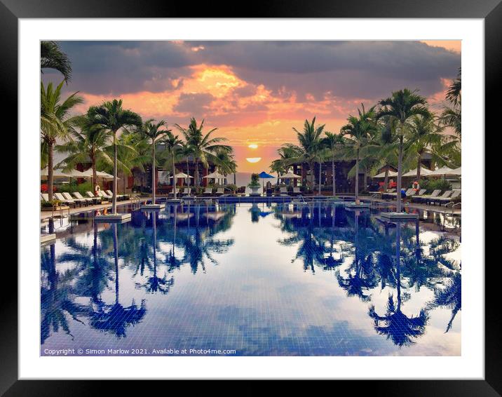 Sunset by the pool Framed Mounted Print by Simon Marlow