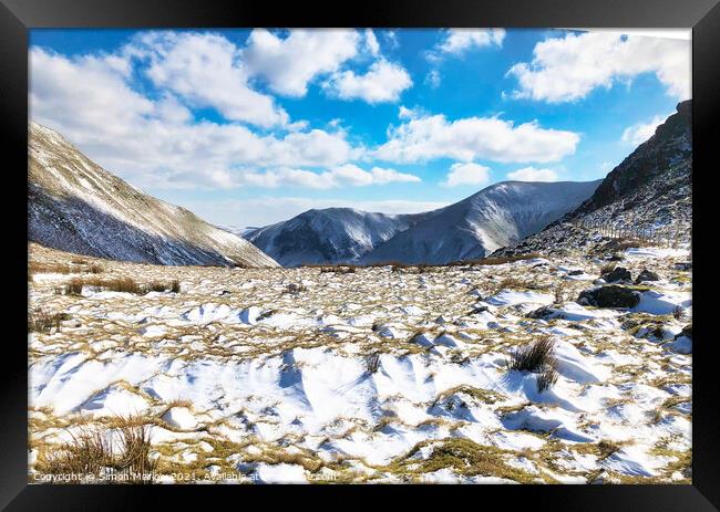 Winter in Snowdonia taken from Bwlch Framed Print by Simon Marlow