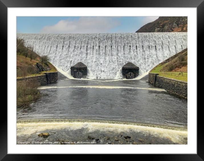 Cascading water in the Elan Valley, Powys, Wales Framed Mounted Print by Simon Marlow