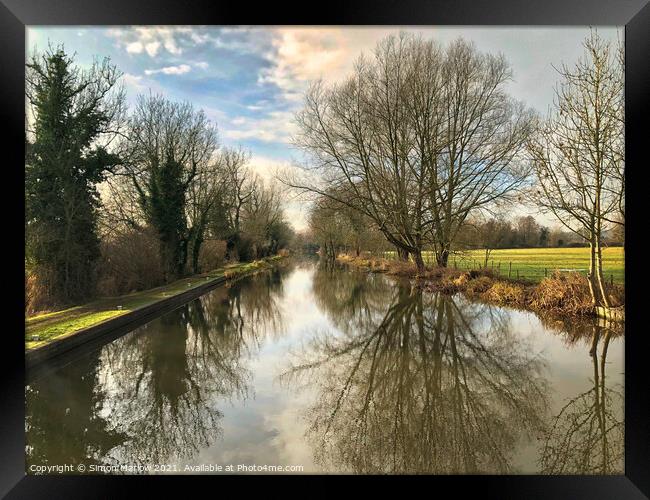 Autumn reflections on the Kennet and Avon Canal Framed Print by Simon Marlow