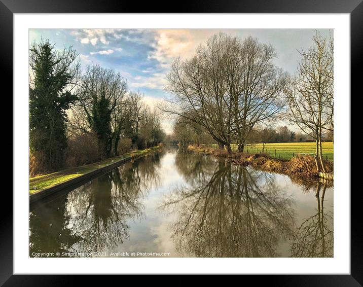 Autumn reflections on the Kennet and Avon Canal Framed Mounted Print by Simon Marlow